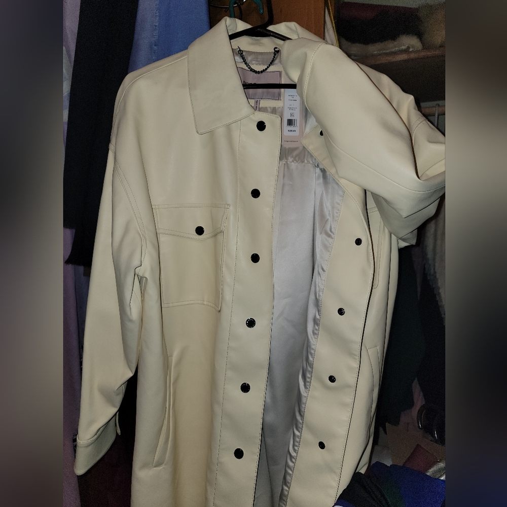Bcbg oversized faux leather shirt